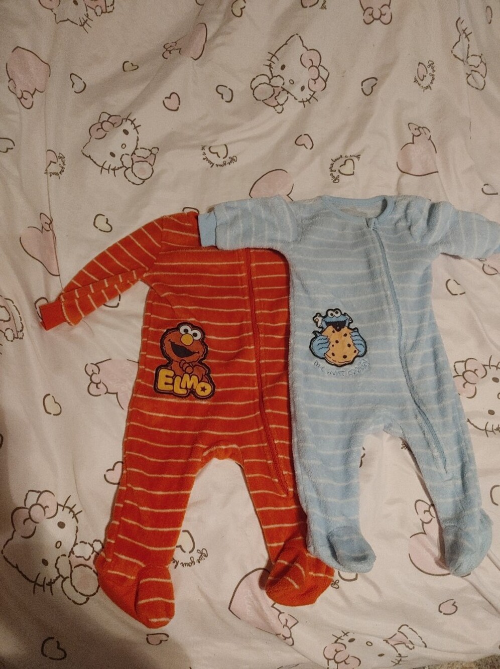 Blue Stripe Cookie Monster One-Piece and Red Stripe Elmo One-Piece For Babies